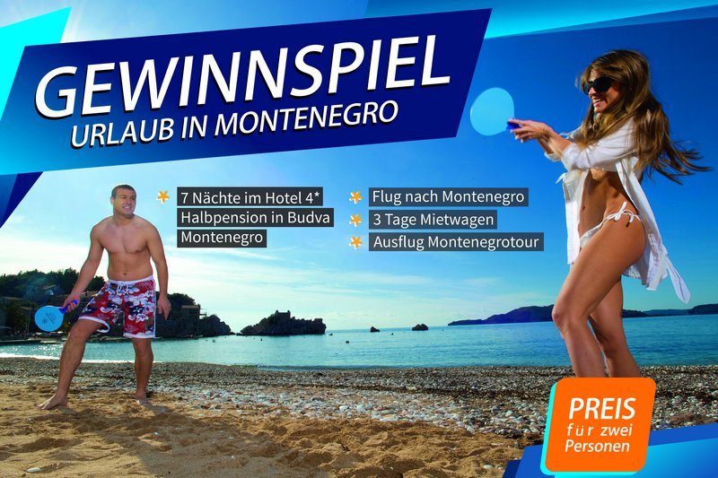 PRIZE COMPETITION - Holiday in Montenegro for 2 persons
